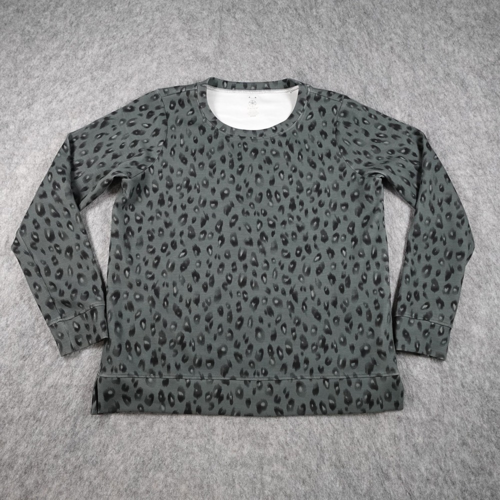Gaiam Sweatshirt Women Medium Grey Leopard Print Long Sleeve Crewneck Athleisure